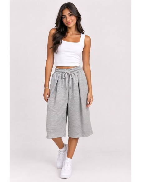 Pantacourt Jogging Gris Chiné Femme | Zerda