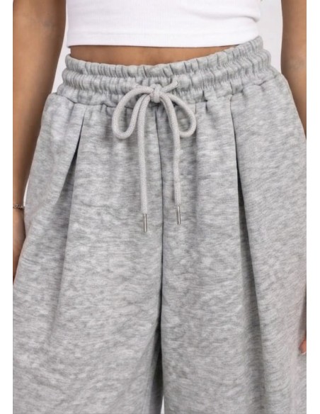 Pantacourt Jogging Gris Chiné Femme | Zerda