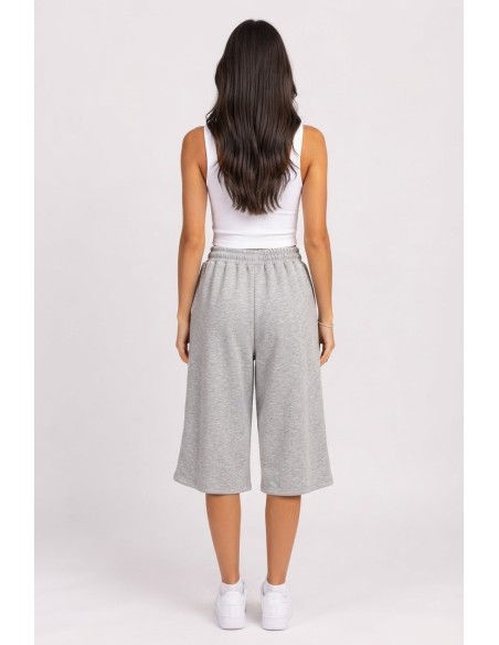 Pantacourt Jogging Gris Chiné Femme | Zerda