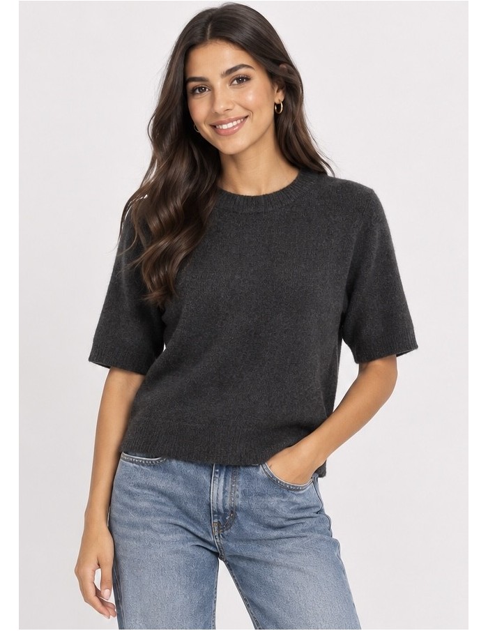 Pull Manches Courtes Noir Femme | Zerda