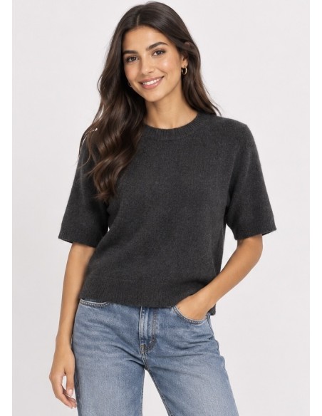 Pull Manches Courtes Noir Femme | Zerda
