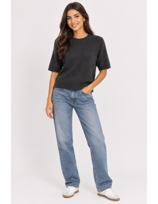 Pull Manches Courtes Noir Femme | Zerda 2