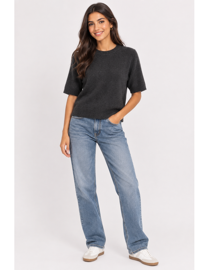Pull Manches Courtes Noir Femme | Zerda