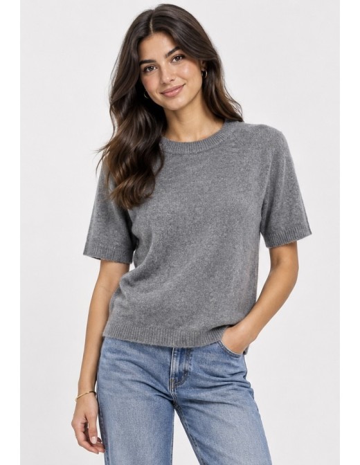 Pull Manches Courtes Gris Femme | Zerda
