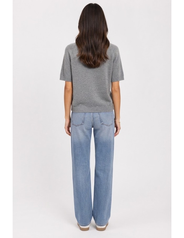 Pull Manches Courtes Gris Femme | Zerda