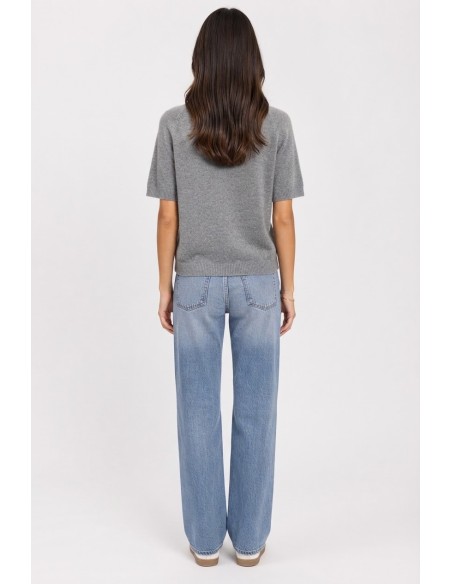 Pull Manches Courtes Gris Femme | Zerda