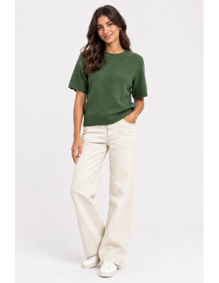 Pull Manches Courtes Vert sapin Femme | Zerda