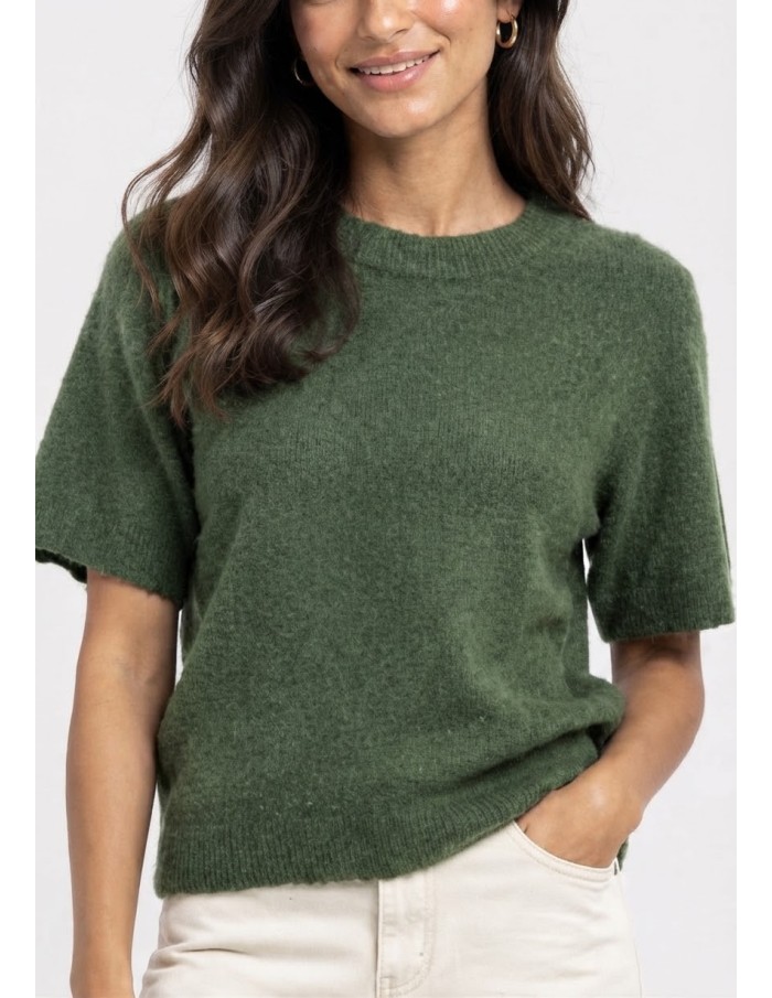 Pull Manches Courtes Vert sapin Femme | Zerda