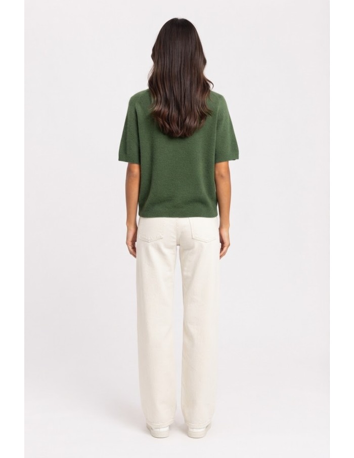 Pull Manches Courtes Vert sapin Femme | Zerda