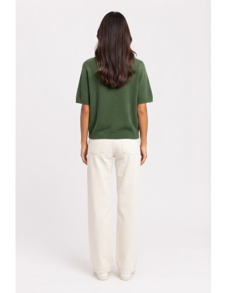Pull Manches Courtes Vert sapin Femme | Zerda