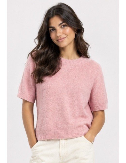 Pull Manches Courtes Rose Femme | Zerda