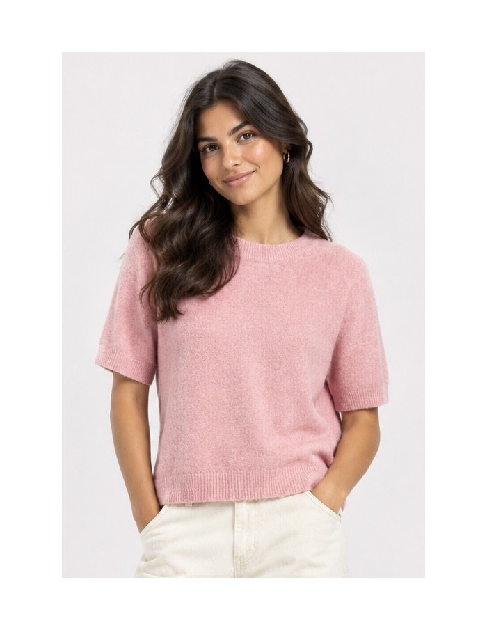 Pull Manches Courtes Rose Femme | Zerda