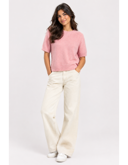 Pull Manches Courtes Rose Femme | Zerda 2