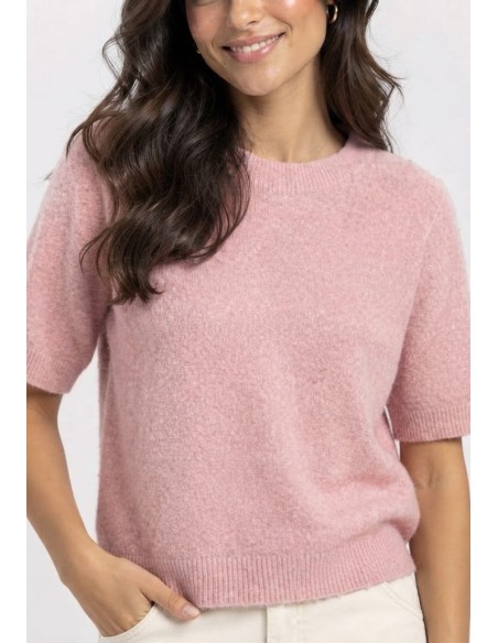 Pull Manches Courtes Rose Femme | Zerda