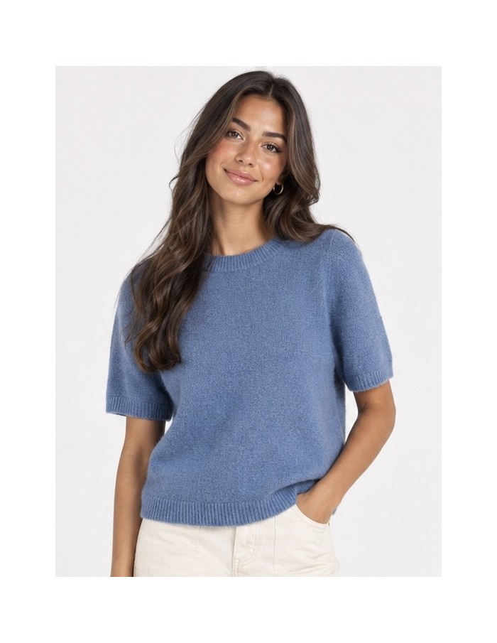 Pull Manches Courtes Bleu Femme | Zerda
