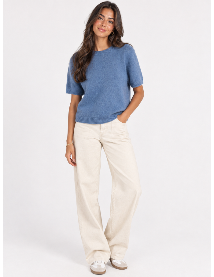 Pull Manches Courtes Bleu Femme | Zerda