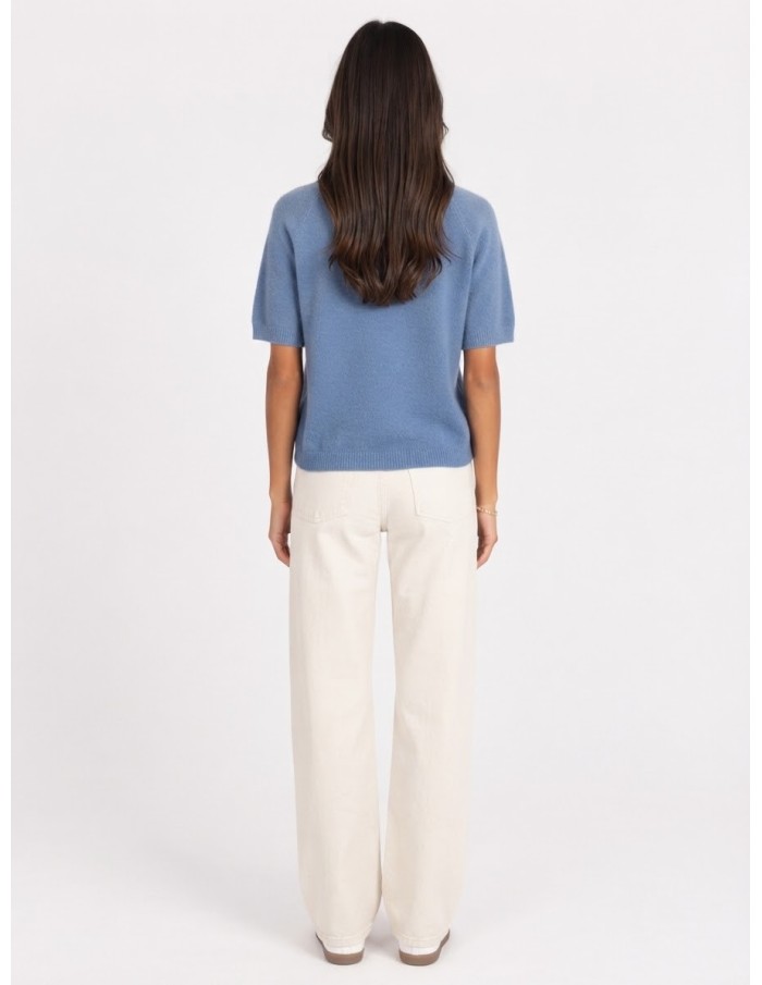 Pull Manches Courtes Bleu Femme | Zerda