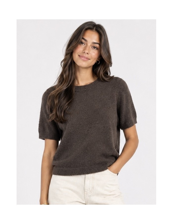 Pull Manches Courtes Marron Femme | Zerda
