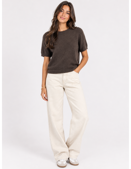 Pull Manches Courtes Marron Femme | Zerda 2