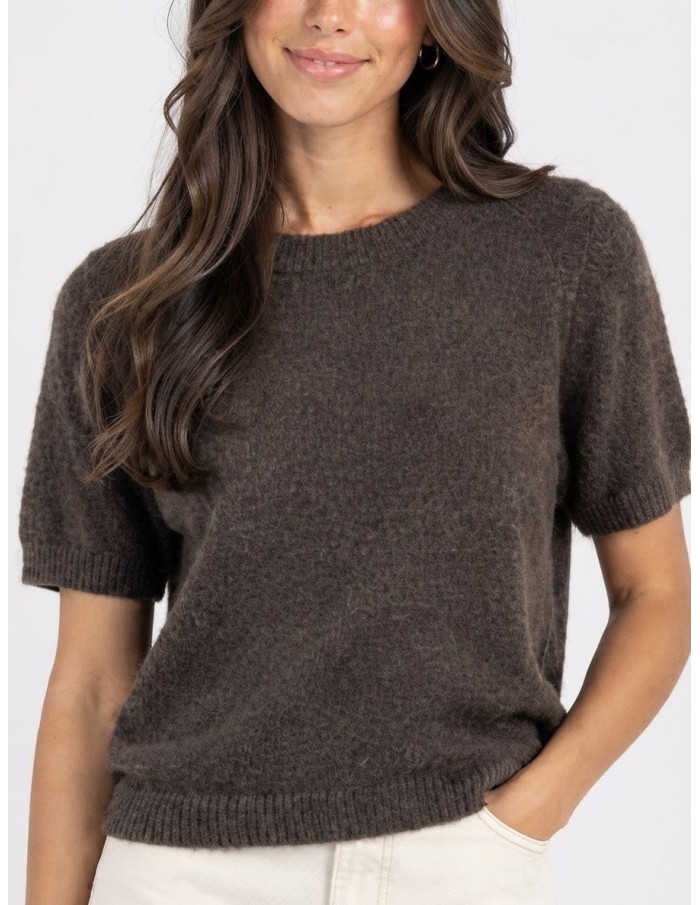 Pull Manches Courtes Marron Femme | Zerda