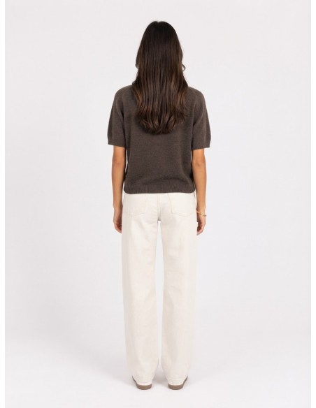 Pull Manches Courtes Marron Femme | Zerda
