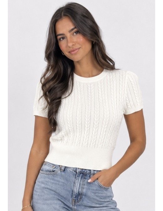 Pull Manches Courtes Blanc Femme | Zerda