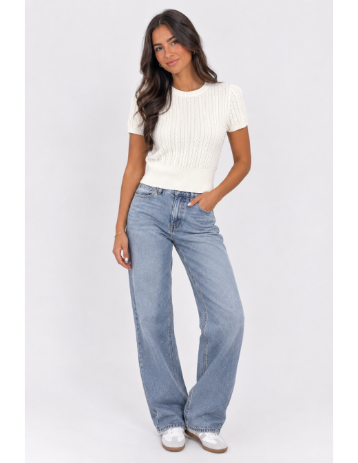 Pull Manches Courtes Blanc Femme | Zerda 2