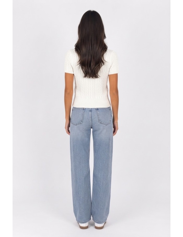 Pull Manches Courtes Blanc Femme | Zerda