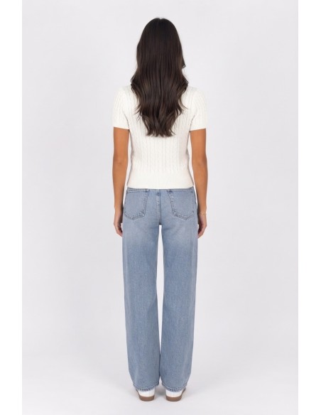 Pull Manches Courtes Blanc Femme | Zerda