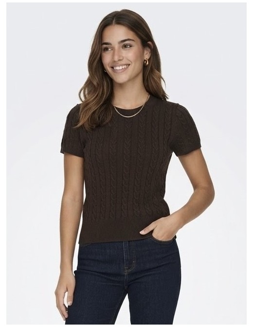 Pull Manches Courtes Marron Femme | Zerda