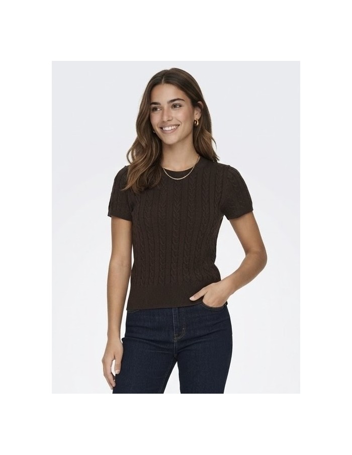 Pull Manches Courtes Marron Femme | Zerda
