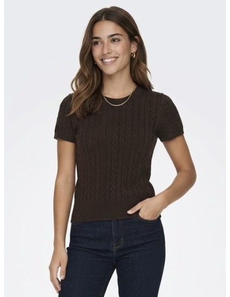 Pull Manches Courtes Marron Femme | Zerda
