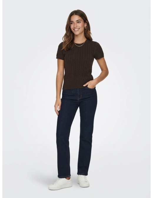 Pull Manches Courtes Marron Femme | Zerda 2