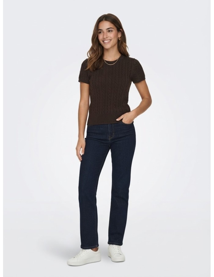 Pull Manches Courtes Marron Femme | Zerda