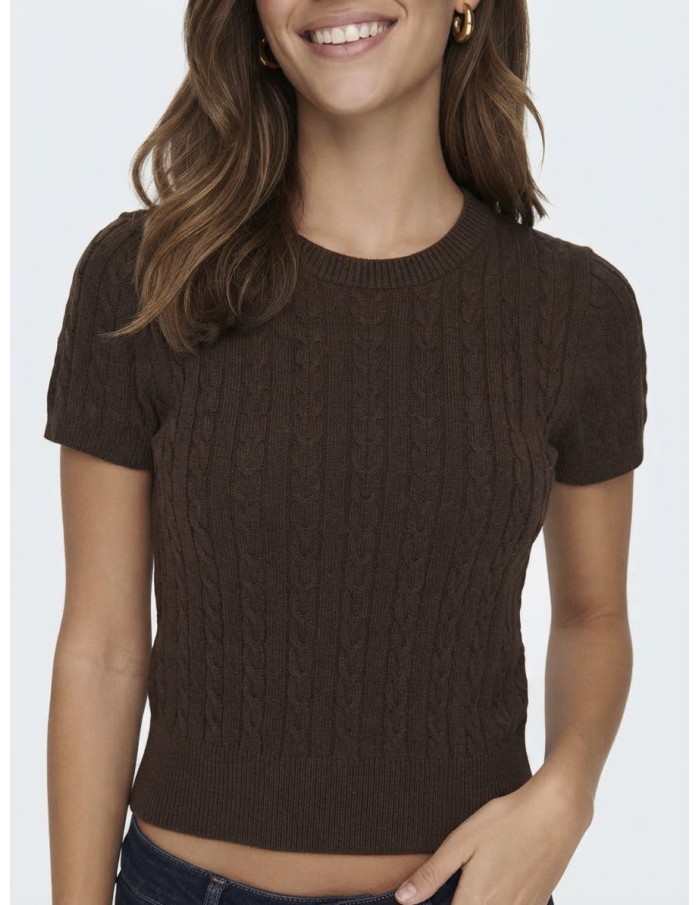 Pull Manches Courtes Marron Femme | Zerda