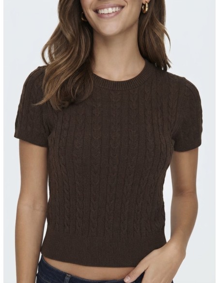 Pull Manches Courtes Marron Femme | Zerda