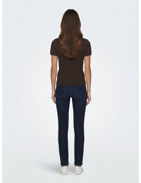 Pull Manches Courtes Marron Femme | Zerda