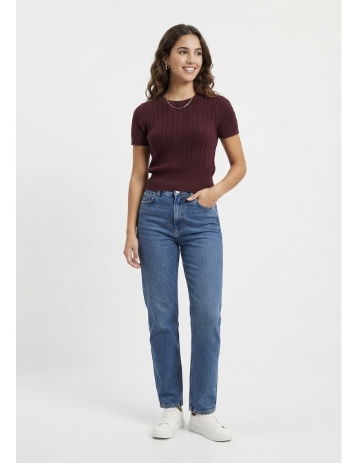 Pull Manches Courtes Bordeaux Femme | Zerda 2