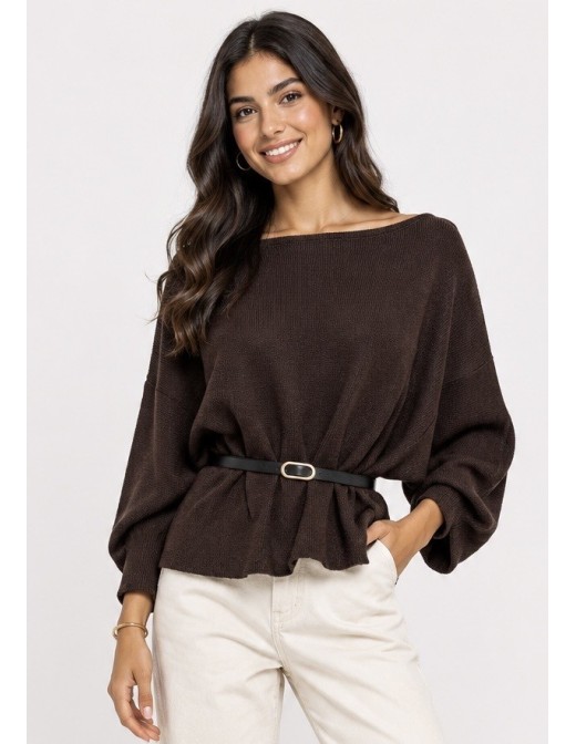 Pull Ceinturé Chocolat Femme | Zerda