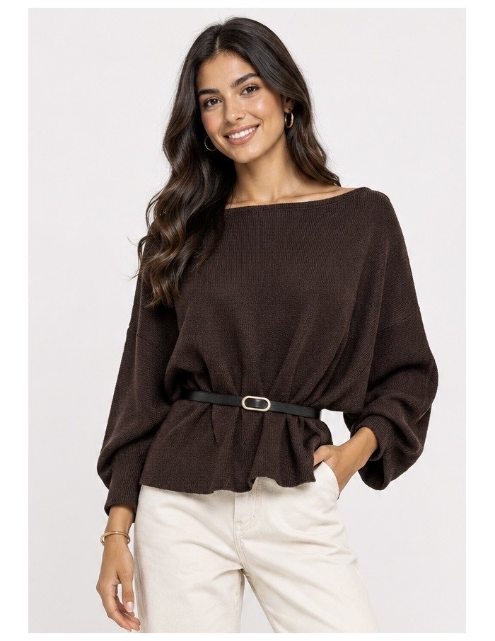 Pull Ceinturé Chocolat Femme | Zerda