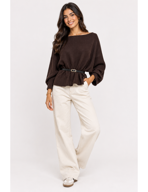 Pull Ceinturé Chocolat Femme | Zerda 2