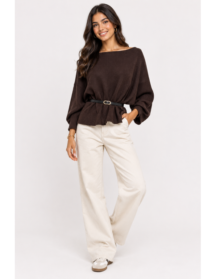 Pull Ceinturé Chocolat Femme | Zerda