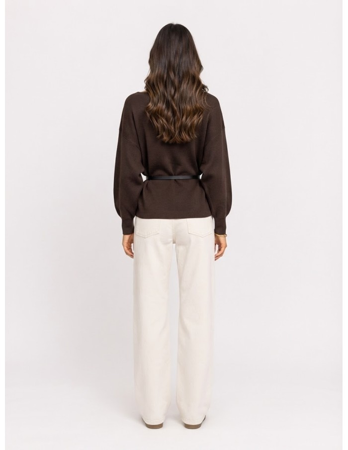 Pull Ceinturé Chocolat Femme | Zerda
