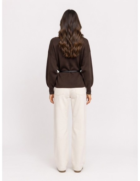 Pull Ceinturé Chocolat Femme | Zerda