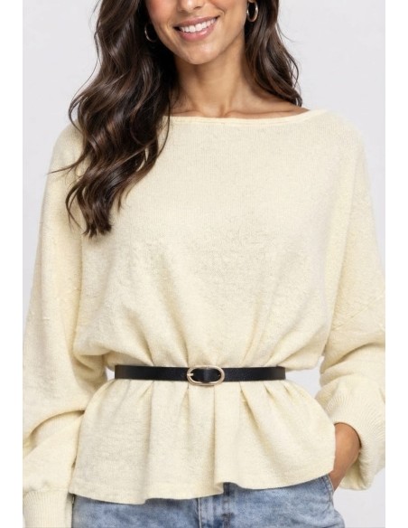 Pull Ceinturé Écru Femme | Zerda
