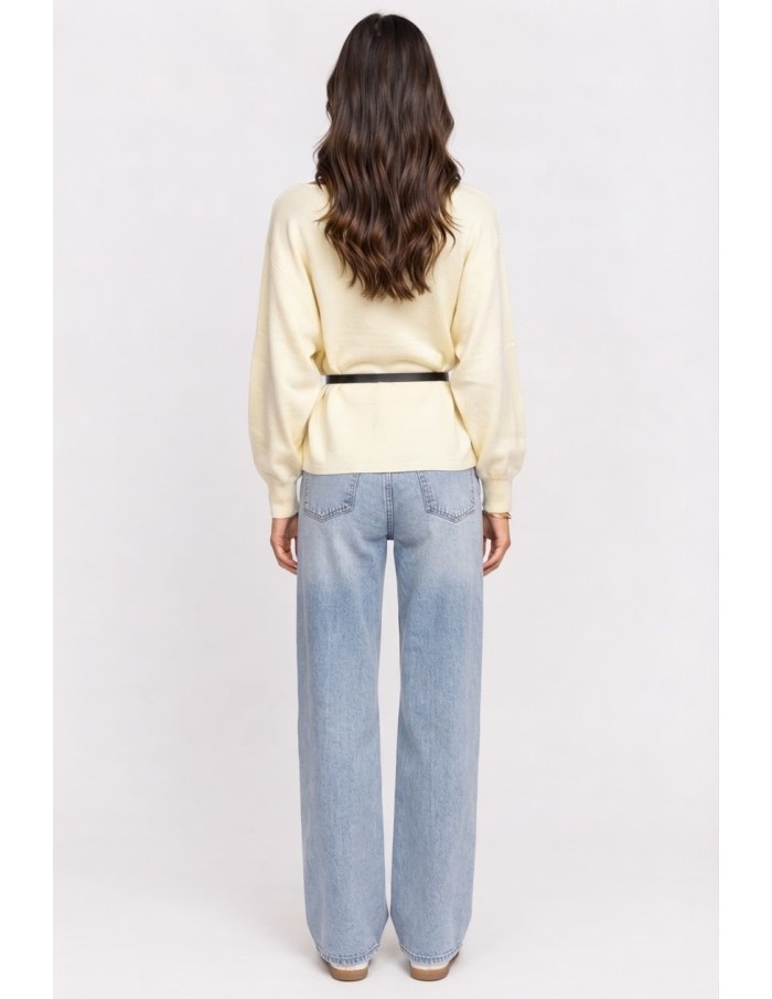 Pull Ceinturé Écru Femme | Zerda