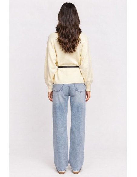 Pull Ceinturé Écru Femme | Zerda