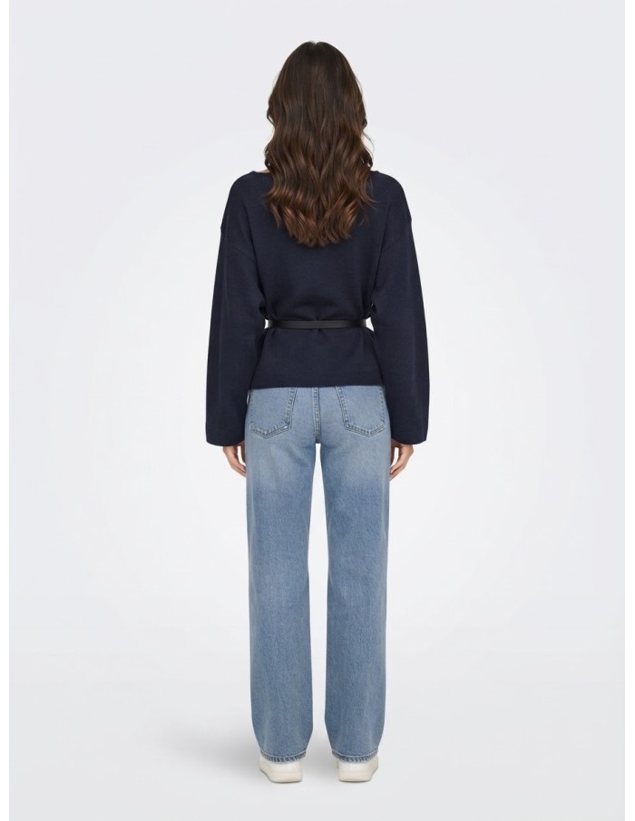Pull Ceinturé Bleu Marine Femme | Zerda