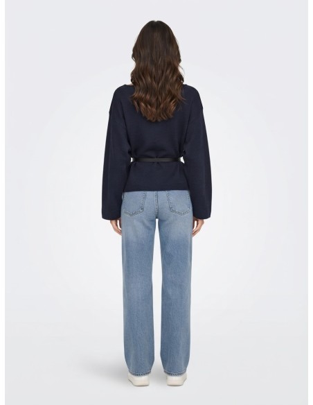 Pull Ceinturé Bleu Marine Femme | Zerda