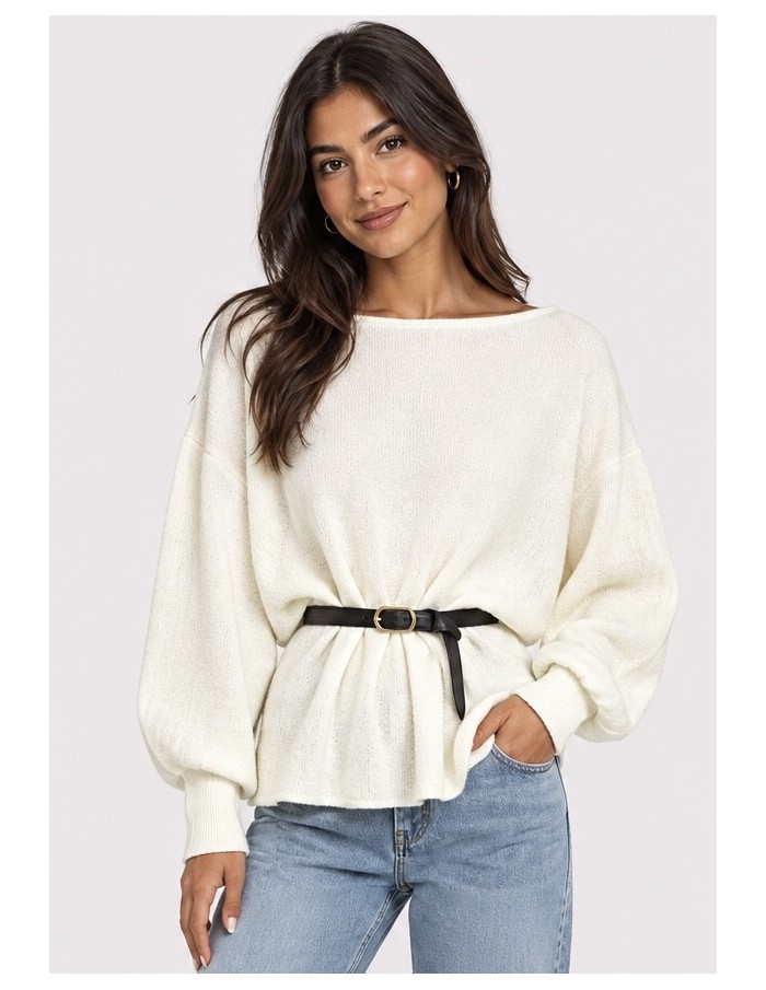 Pull Ceinturé Blanc Femme | Zerda